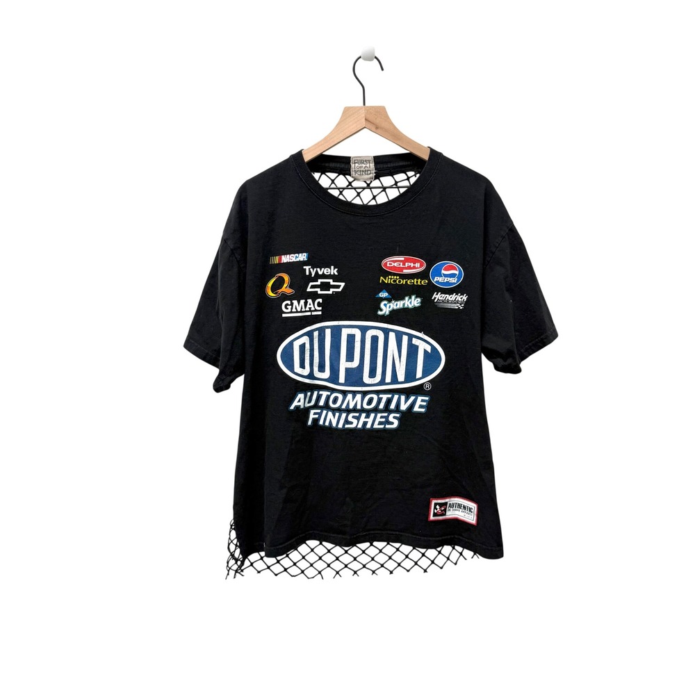 Furst of a Kind Upcycled Jeff Gordon NASCAR DuPont Fishnet Mesh Back Tee Black